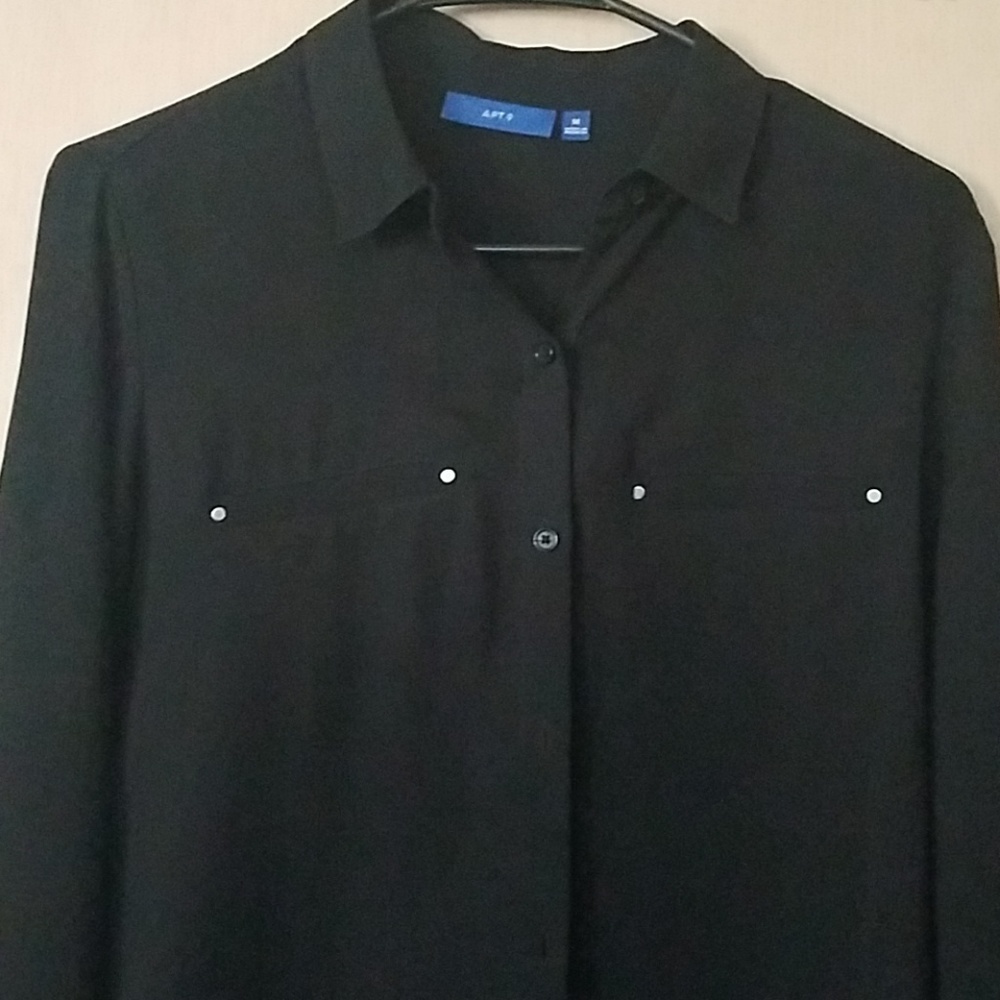 Black long/roll up sleeves blouse